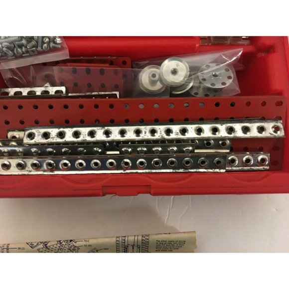 1970s Erector Set Plastic case motor parts instructions only 3 wheels - Picture 3 of 8